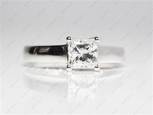 White Gold 0.90 Princess cut Solitaire Ring Mountings