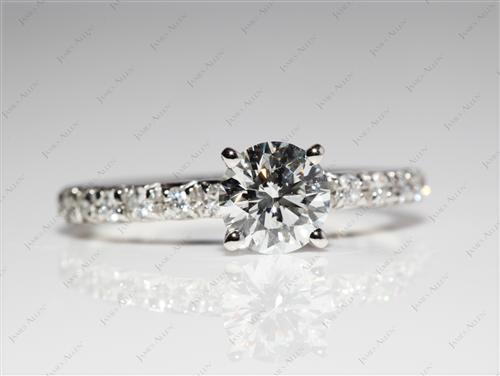 Platinum 0.78 Round cut Pave Diamond Engagement Rings
