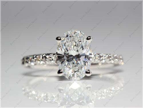 White Gold 1.51 Oval cut Engagement Ring Micro Pave