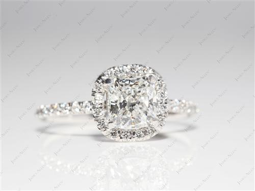 Platinum 1.02 Cushion cut Pave Rings