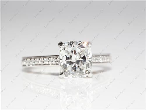 Platinum 2.01 Cushion cut Engagement Rings Pave