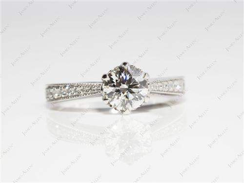 Platinum 0.81 Round cut Pave Engagement Ring