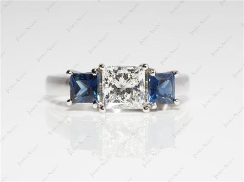 Platinum 1.01 Princess cut Gemstone Ring