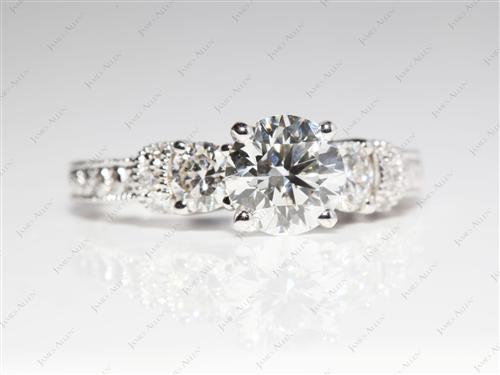 White Gold 1.17 Round cut Diamond Ring With Side Stones