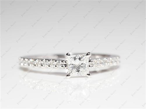 White Gold 0.41 Princess cut Side Stone Engagement Ring