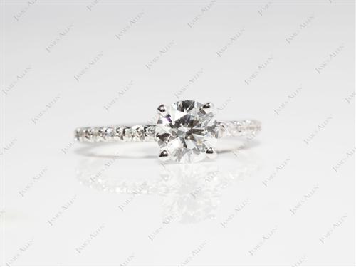 White Gold 0.74 Round cut Pave Rings