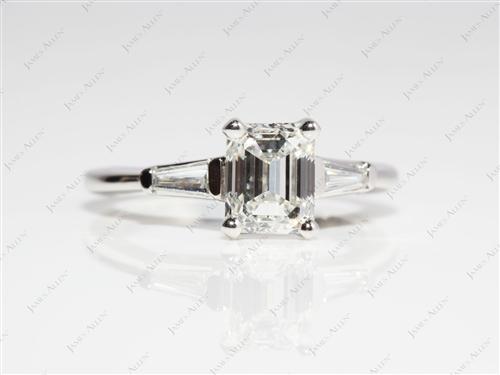 Platinum 1.70 Emerald cut Sidestone Engagement Ring