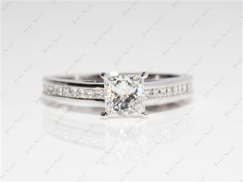 White Gold 0.85 Princess cut Channel Cut Ring