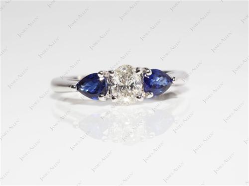 White Gold 0.51 Oval cut Gemstone Rings