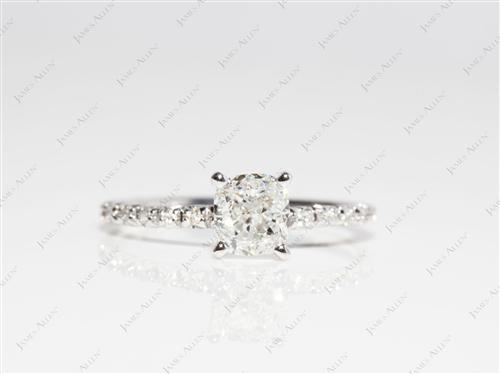 White Gold 1.01 Cushion cut Diamond Ring