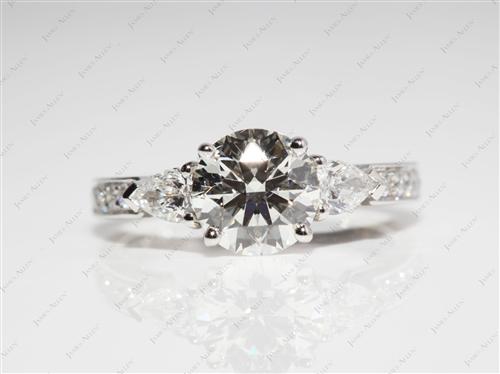 Platinum 1.51 Round cut Engagement Ring With Side Stones