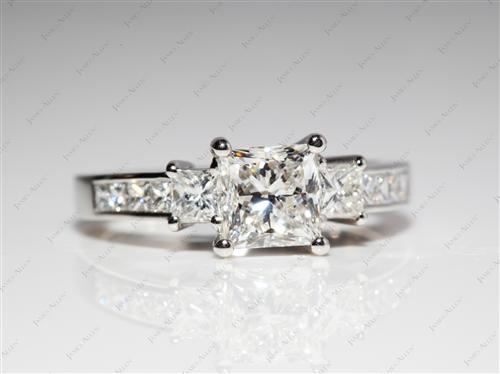 Platinum 1.31 Princess cut Side Stone Engagement Rings
