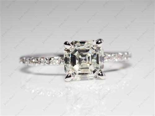 White Gold 2.01 Asscher cut Wedding Ring Sets