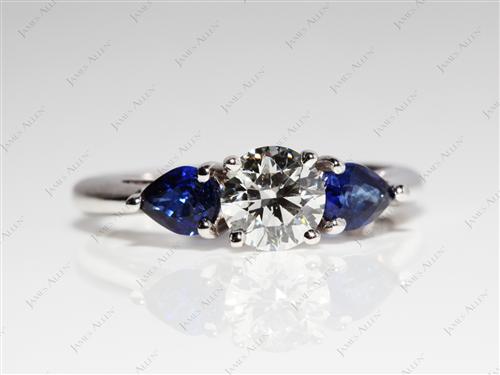 White Gold 0.74 Round cut Gem Stone Engagement Ring
