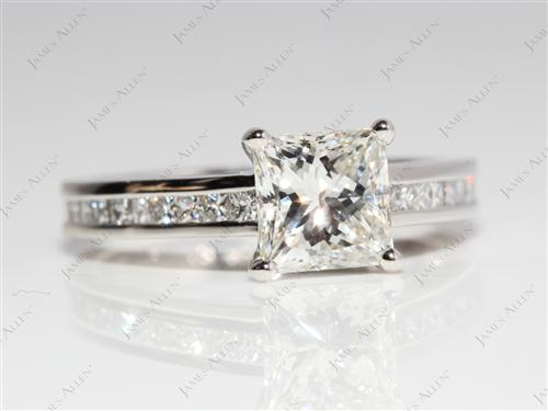 Platinum 1.51 Princess cut Channel Set Diamond Engagement Ring