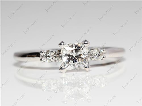 White Gold 0.70 Princess cut Sidestone Engagement Ring