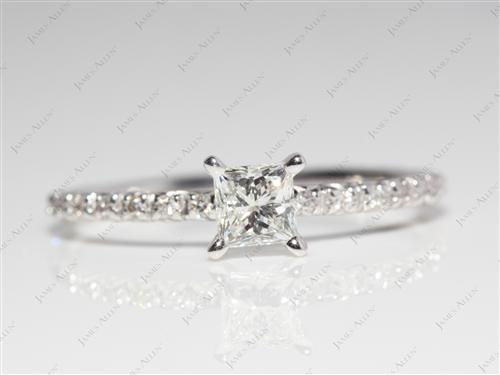 White Gold 0.48 Princess cut Pave Ring