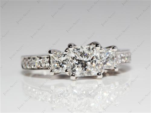 White Gold 0.75 Princess cut Princess Cut Engagement Rings With Side Stones