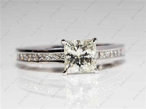 White Gold 1.02 Princess cut Channel Set Diamond Engagement Rings