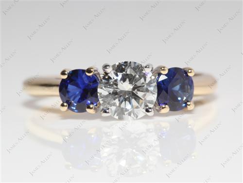 Gold 0.90 Round cut Diamond And Gemstone Rings