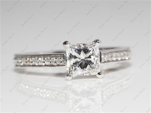 White Gold 0.93 Princess cut Micro Pave Rings