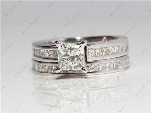 White Gold 0.90 Princess cut Bridal Wedding Ring Sets