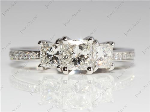 Platinum 0.70 Princess cut Engagement Rings With Sidestones