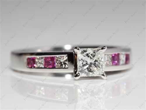 White Gold 0.62 Princess cut Diamond Wedding Sets