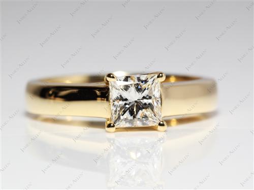 Gold 0.76 Princess cut Solitaire Diamond Ring