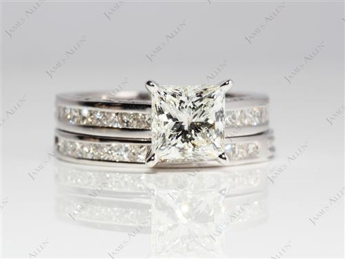 White Gold 1.75 Princess cut Gold Wedding Ring Sets