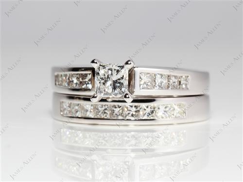 White Gold 0.53 Princess cut Diamond Wedding Sets