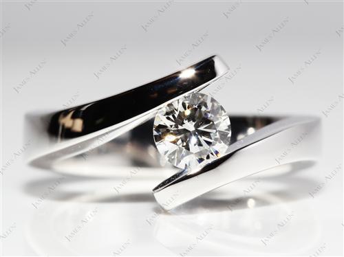 White Gold 0.70 Round cut Engagement Ring