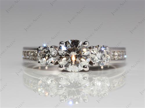 White Gold 0.81 Round cut Three Stones Settings