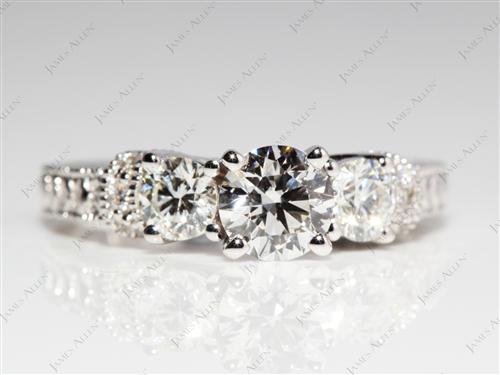 White Gold 0.62 Round cut Diamond Ring With Sidestones