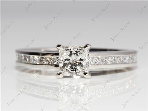 Platinum 0.74 Princess cut Channel Set Diamond Rings