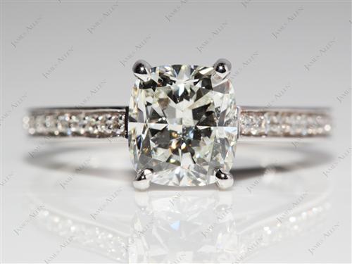 White Gold 2.05 Cushion cut Micro Pave Ring