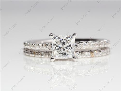White Gold 0.78 Princess cut Bridal Set Wedding Rings