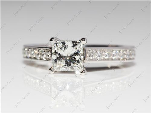 Platinum 1.00 Princess cut Pave Engagement Rings