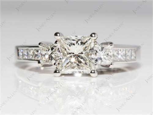 Platinum 1.02 Princess cut Engagement Rings