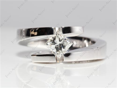 White Gold 0.72 Princess cut Tension Mount Engagement rings