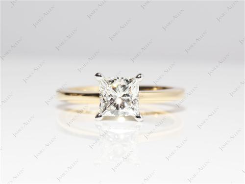Gold 1.10 Princess cut Solitaire Ring Settings