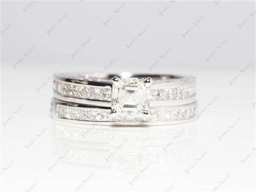 White Gold 1.01 Asscher cut Bridal Wedding Sets