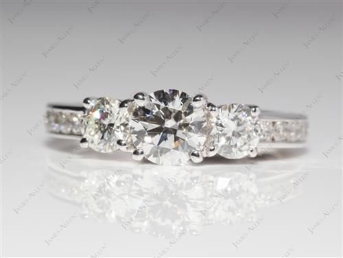 White Gold 0.62 Round cut Three Stones Diamonds Rings