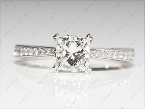 Platinum 1.05 Princess cut Engagement Rings