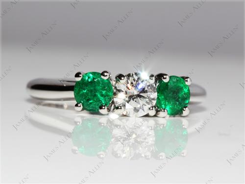 Platinum 0.51 Round cut Ruby Diamond Rings