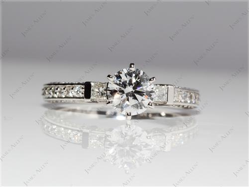 Platinum 1.14 Round cut Pave Diamond Engagement Rings
