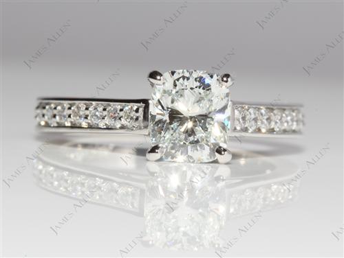 Platinum 1.30 Cushion cut Pave Ring Setting