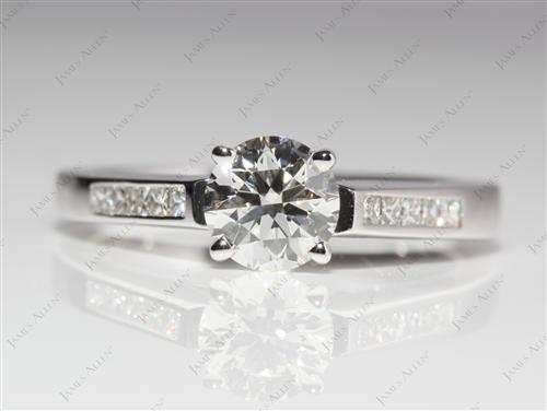 White Gold 0.75 Round cut Channel Setting Engagement Rings
