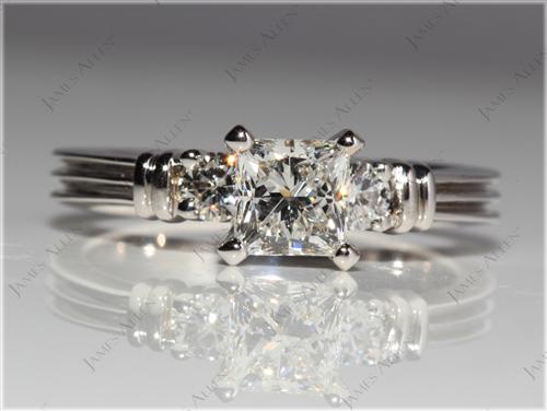 White Gold 0.73 Princess cut Engagement Rings With Sidestones