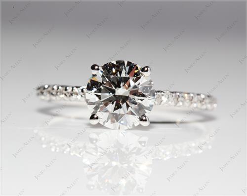 White Gold 1.41 Round cut Pave Engagement Rings